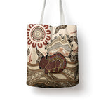 Australia Wombat Tote Bag Aussie Map Aboriginal Pattern