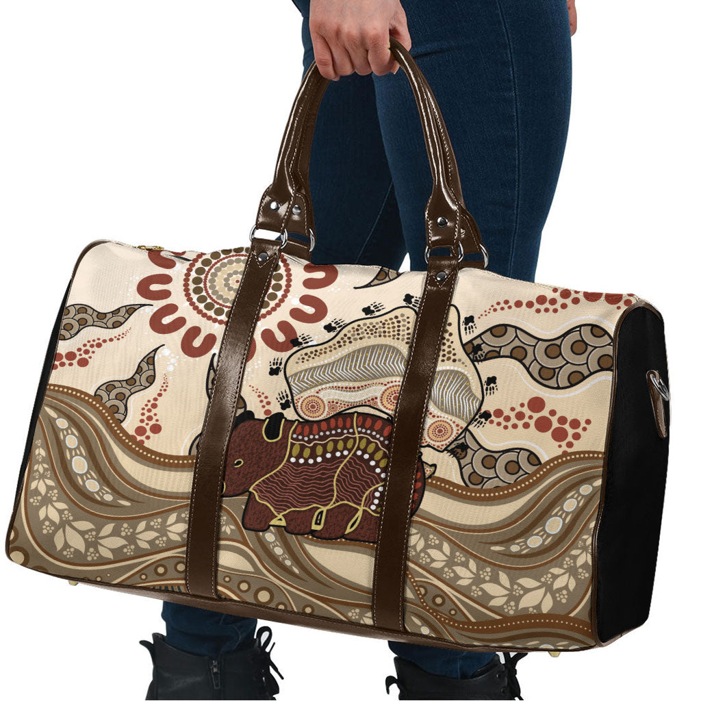 Australia Wombat Travel Bag Aussie Map Aboriginal Pattern