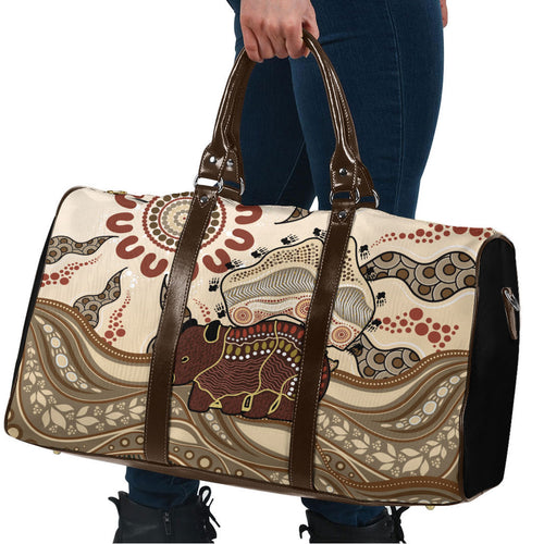 Australia Wombat Travel Bag Aussie Map Aboriginal Pattern
