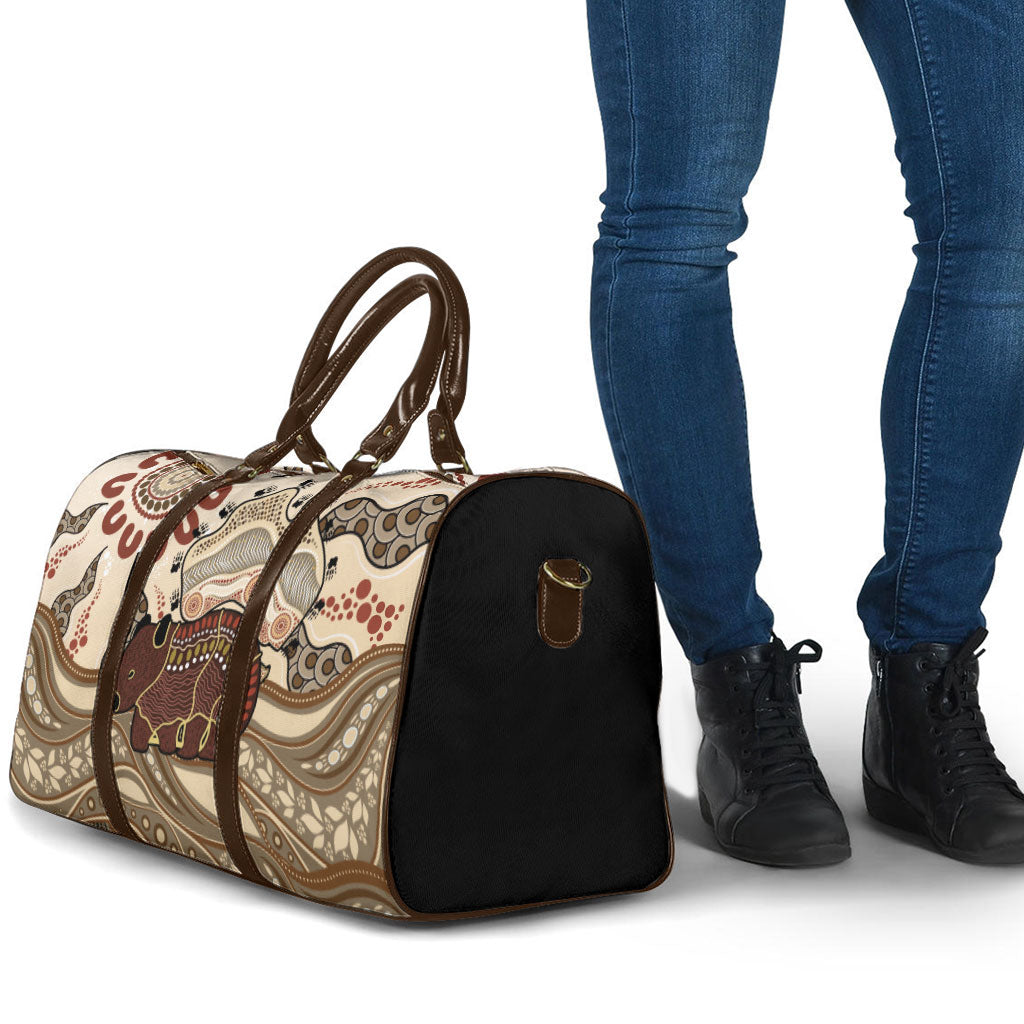 Australia Wombat Travel Bag Aussie Map Aboriginal Pattern