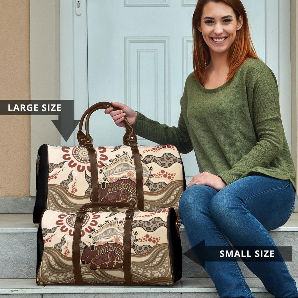 Australia Wombat Travel Bag Aussie Map Aboriginal Pattern