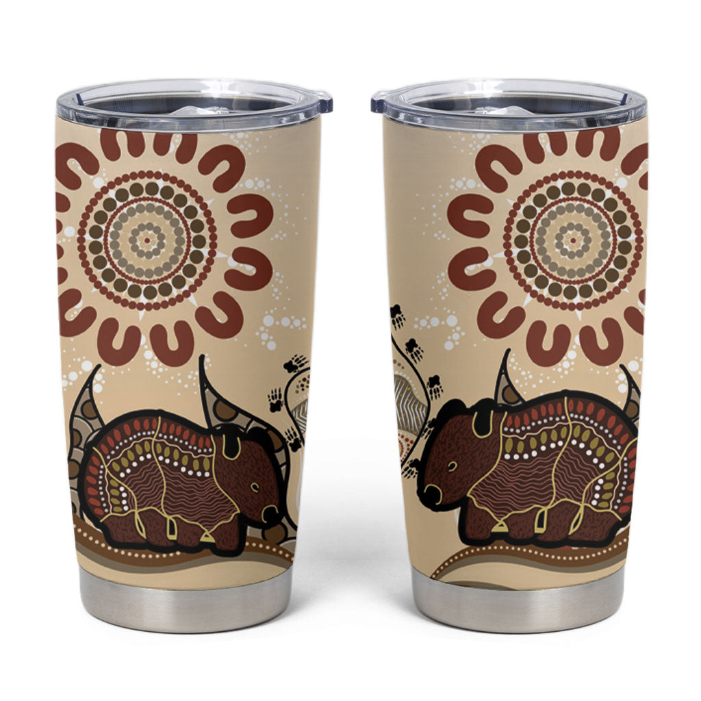 Australia Wombat Tumbler Cup Aussie Map Aboriginal Pattern