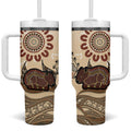 Australia Wombat Tumbler With Handle Aussie Map Aboriginal Pattern