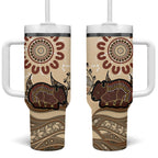 Australia Wombat Tumbler With Handle Aussie Map Aboriginal Pattern