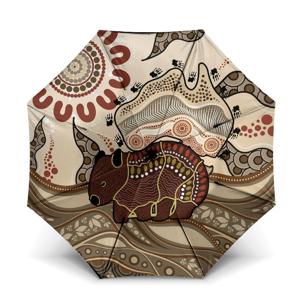 Australia Wombat Umbrella Aussie Map Aboriginal Pattern