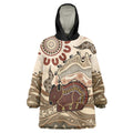 Australia Wombat Wearable Blanket Hoodie Aussie Map Aboriginal Pattern