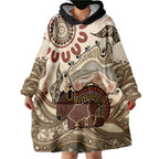 Australia Wombat Wearable Blanket Hoodie Aussie Map Aboriginal Pattern