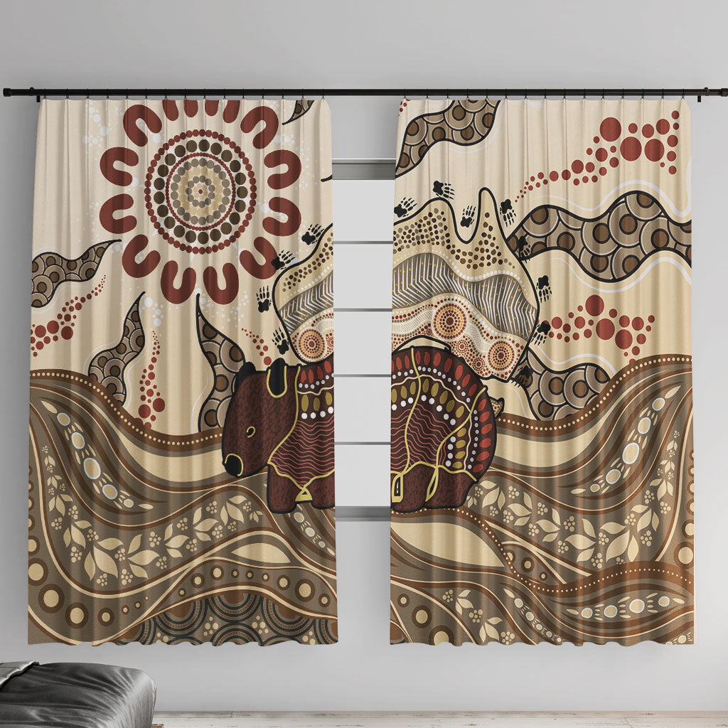 Australia Wombat Window Curtain Aussie Map Aboriginal Pattern