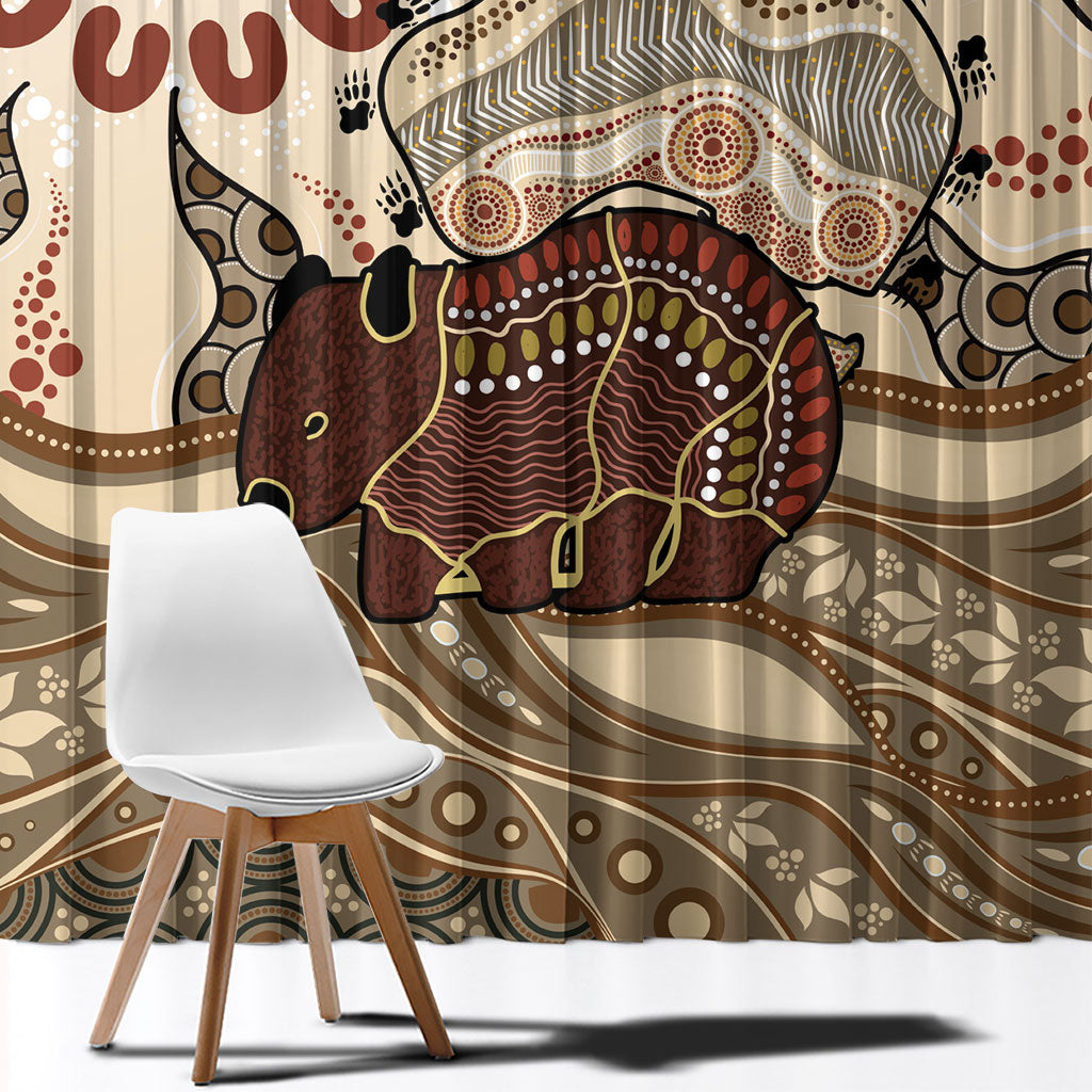 Australia Wombat Window Curtain Aussie Map Aboriginal Pattern