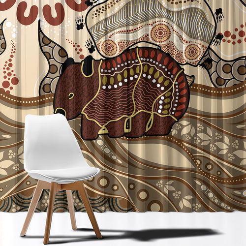 Australia Wombat Window Curtain Aussie Map Aboriginal Pattern