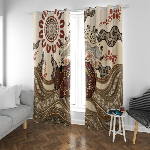 Australia Wombat Window Curtain Aussie Map Aboriginal Pattern
