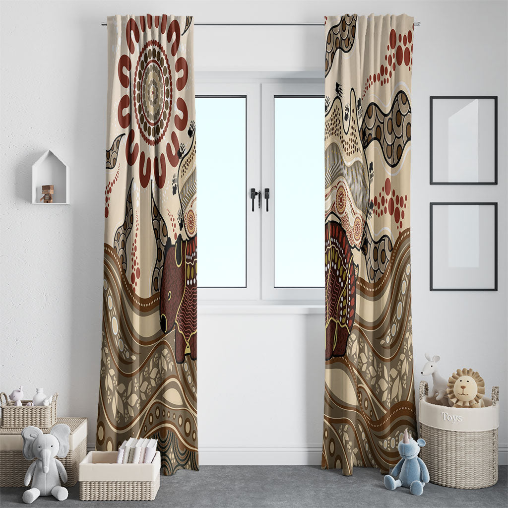 Australia Wombat Window Curtain Aussie Map Aboriginal Pattern