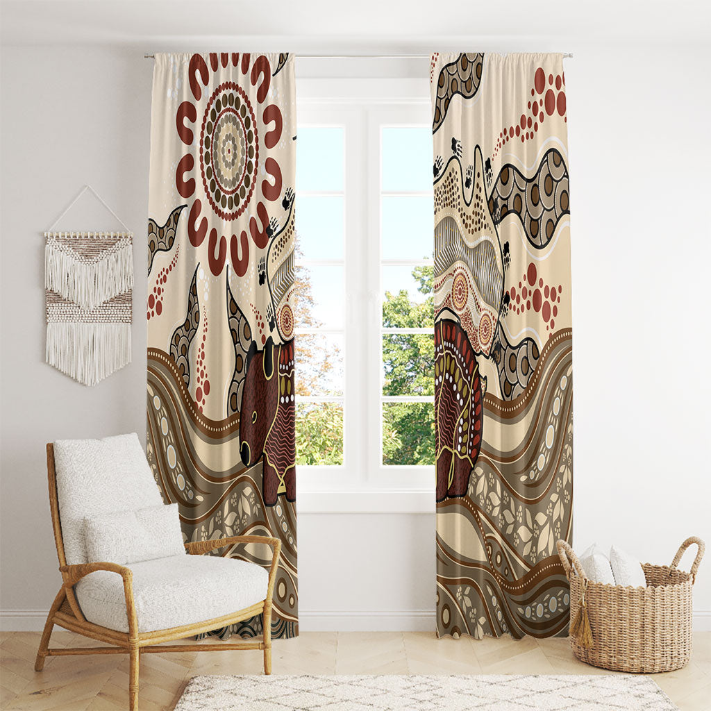Australia Wombat Window Curtain Aussie Map Aboriginal Pattern