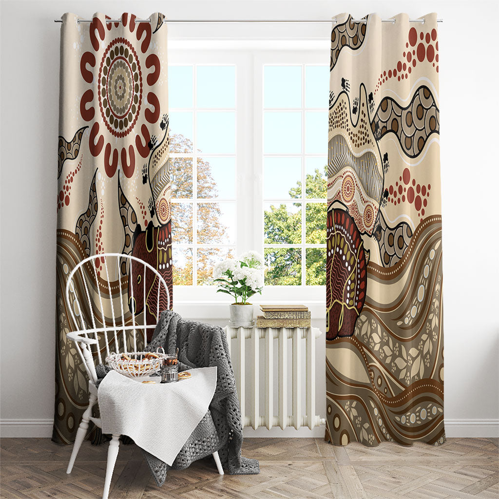 Australia Wombat Window Curtain Aussie Map Aboriginal Pattern