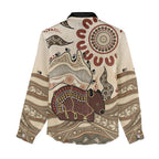 Australia Wombat Women Casual Shirt Aussie Map Aboriginal Pattern