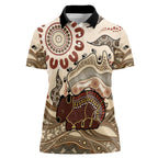 Australia Wombat Women Polo Shirt Aussie Map Aboriginal Pattern