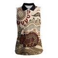 Australia Wombat Women Sleeveless Polo Shirt Aussie Map Aboriginal Pattern