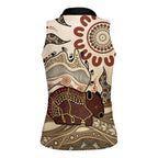 Australia Wombat Women Sleeveless Polo Shirt Aussie Map Aboriginal Pattern