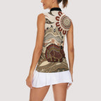 Australia Wombat Women Sleeveless Polo Shirt Aussie Map Aboriginal Pattern