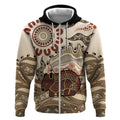 Australia Wombat Zip Hoodie Aussie Map Aboriginal Pattern