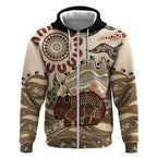 Australia Wombat Zip Hoodie Aussie Map Aboriginal Pattern