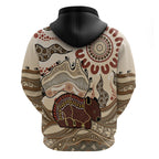 Australia Wombat Zip Hoodie Aussie Map Aboriginal Pattern