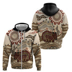 Australia Wombat Zip Hoodie Aussie Map Aboriginal Pattern