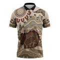 Australia Wombat Zipper Polo Shirt Aussie Map Aboriginal Pattern