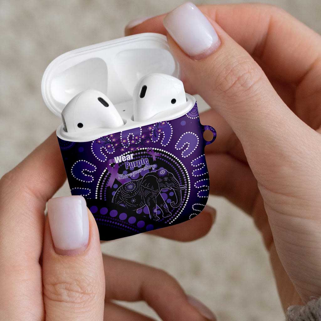 Australia Alzheimer's and Brain Awareness AirPods Case Elephant Forget-Me-Not Aboriginal Art
