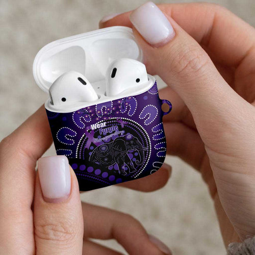 Australia Alzheimer's and Brain Awareness AirPods Case Elephant Forget-Me-Not Aboriginal Art