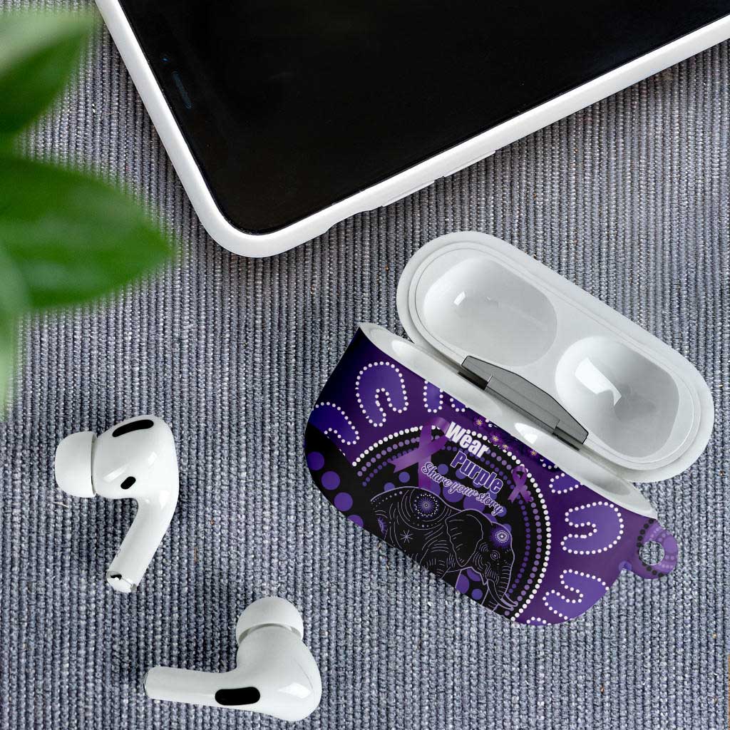 Australia Alzheimer's and Brain Awareness AirPods Case Elephant Forget-Me-Not Aboriginal Art