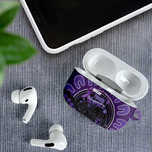 Australia Alzheimer's and Brain Awareness AirPods Case Elephant Forget-Me-Not Aboriginal Art