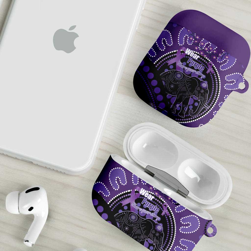 Australia Alzheimer's and Brain Awareness AirPods Case Elephant Forget-Me-Not Aboriginal Art