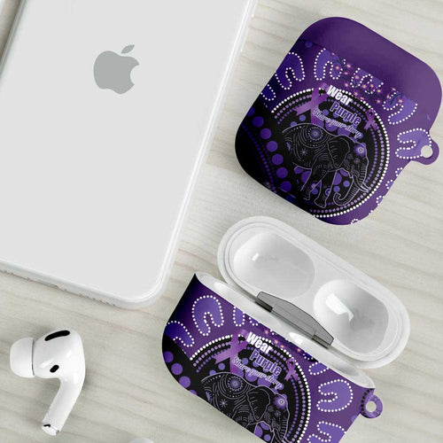 Australia Alzheimer's and Brain Awareness AirPods Case Elephant Forget-Me-Not Aboriginal Art