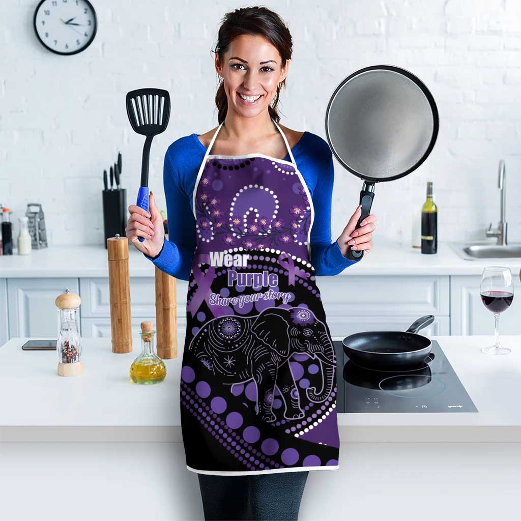 Australia Alzheimer's and Brain Awareness Apron Elephant Forget-Me-Not Aboriginal Art