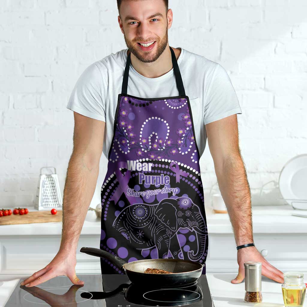 Australia Alzheimer's and Brain Awareness Apron Elephant Forget-Me-Not Aboriginal Art