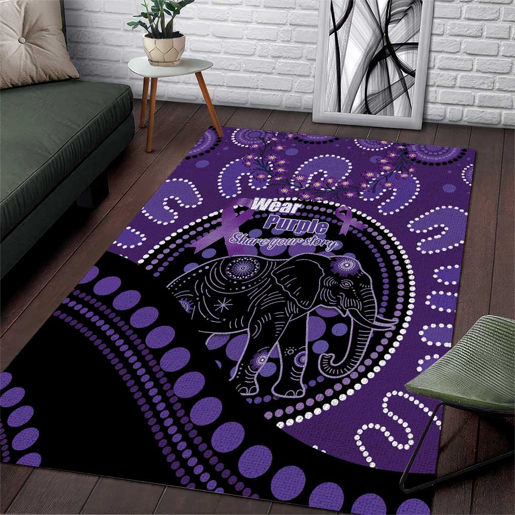 Australia Alzheimer's and Brain Awareness Area Rug Elephant Forget-Me-Not Aboriginal Art