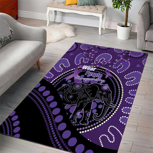 Australia Alzheimer's and Brain Awareness Area Rug Elephant Forget-Me-Not Aboriginal Art