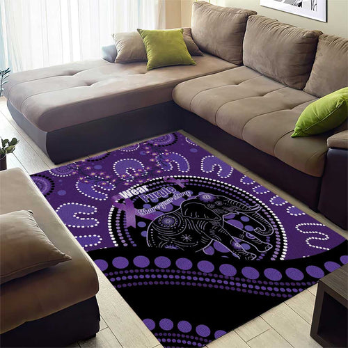 Australia Alzheimer's and Brain Awareness Area Rug Elephant Forget-Me-Not Aboriginal Art