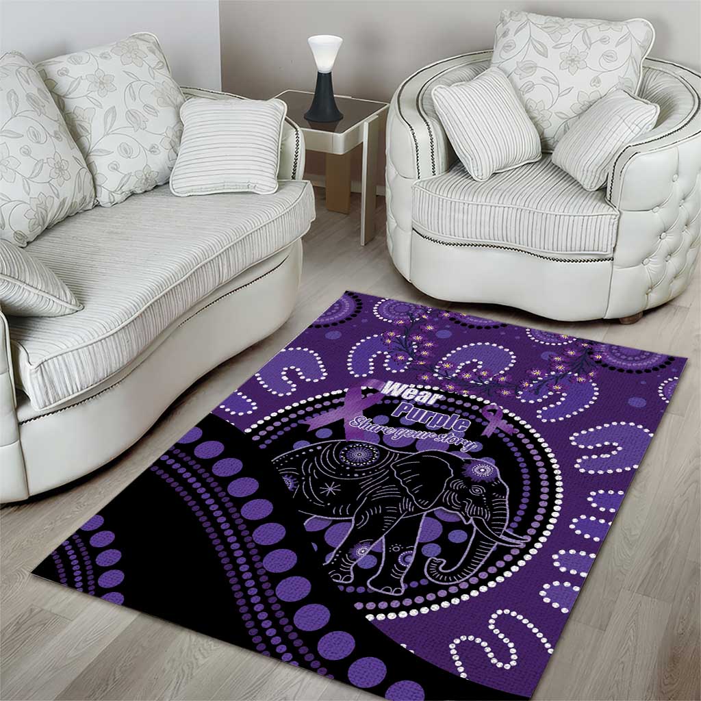 Australia Alzheimer's and Brain Awareness Area Rug Elephant Forget-Me-Not Aboriginal Art