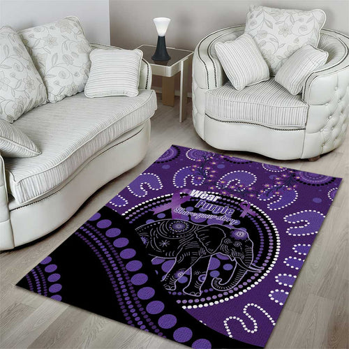 Australia Alzheimer's and Brain Awareness Area Rug Elephant Forget-Me-Not Aboriginal Art