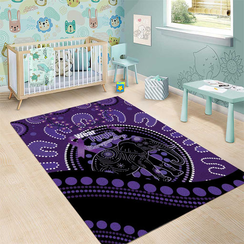 Australia Alzheimer's and Brain Awareness Area Rug Elephant Forget-Me-Not Aboriginal Art