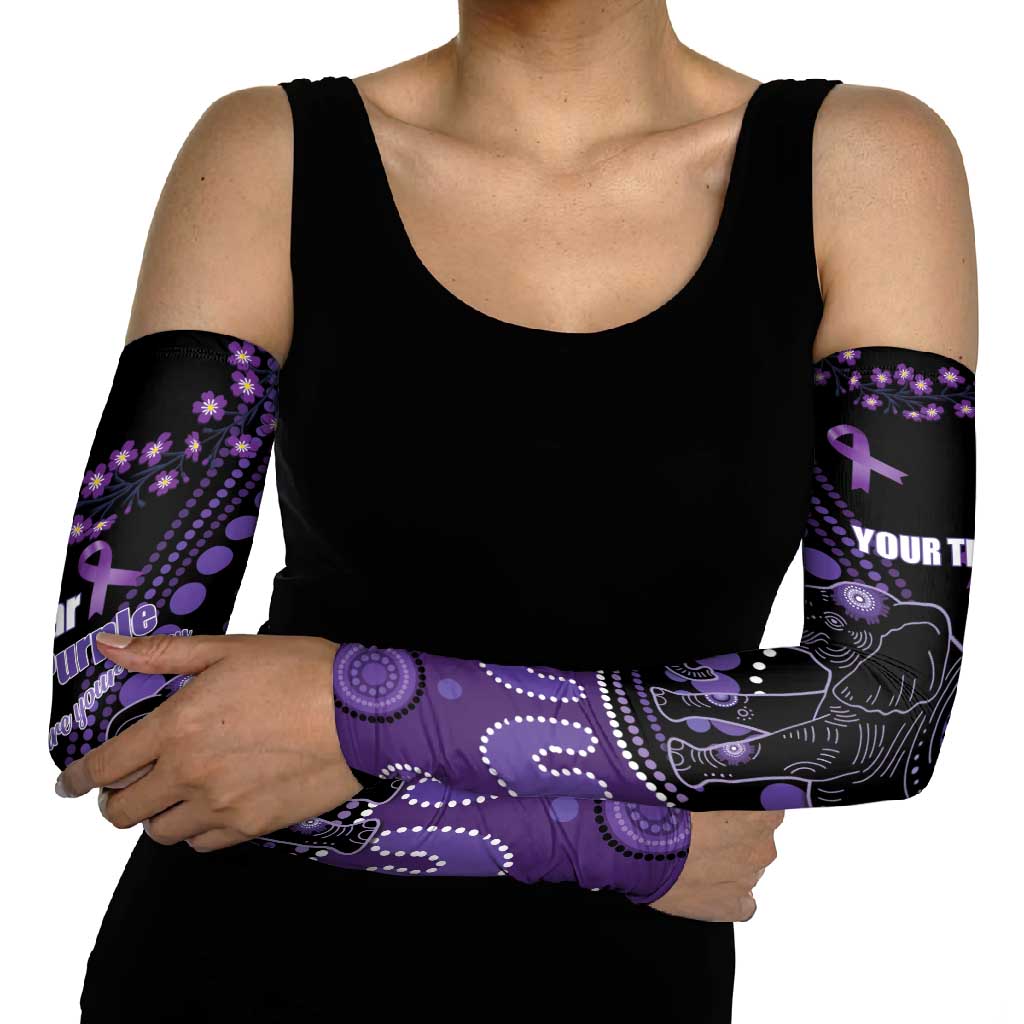 Australia Alzheimer's and Brain Awareness Personalised Arm Sleeves Elephant Forget-Me-Not Aboriginal Art
