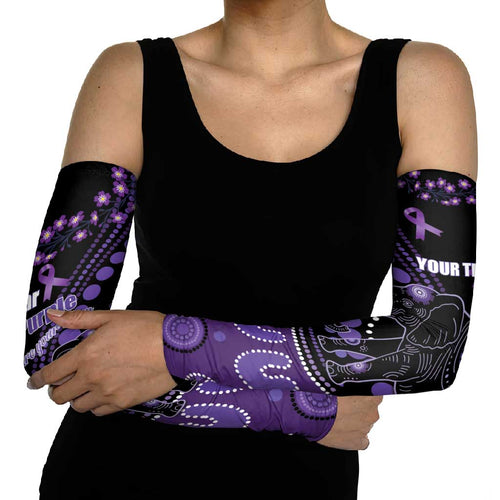 Australia Alzheimer's and Brain Awareness Personalised Arm Sleeves Elephant Forget-Me-Not Aboriginal Art