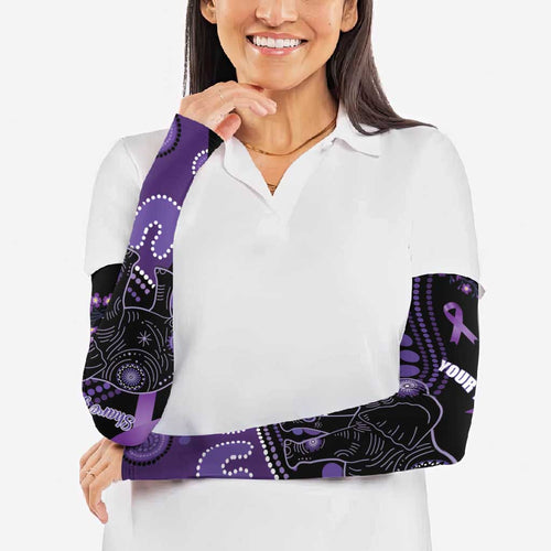 Australia Alzheimer's and Brain Awareness Personalised Arm Sleeves Elephant Forget-Me-Not Aboriginal Art