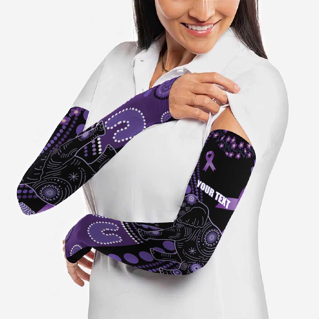 Australia Alzheimer's and Brain Awareness Personalised Arm Sleeves Elephant Forget-Me-Not Aboriginal Art