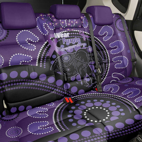 Australia Alzheimer's and Brain Awareness Back Car Seat Cover Elephant Forget-Me-Not Aboriginal Art