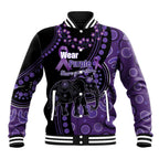 Australia Alzheimer's and Brain Awareness Personalised Baseball Jacket Elephant Forget-Me-Not Aboriginal Art