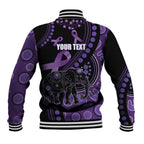 Australia Alzheimer's and Brain Awareness Personalised Baseball Jacket Elephant Forget-Me-Not Aboriginal Art