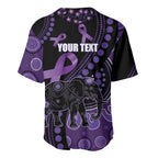 Australia Alzheimer's and Brain Awareness Personalised Baseball Jersey Elephant Forget-Me-Not Aboriginal Art